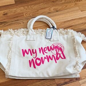 Canvas Tote Bag with Pink Print